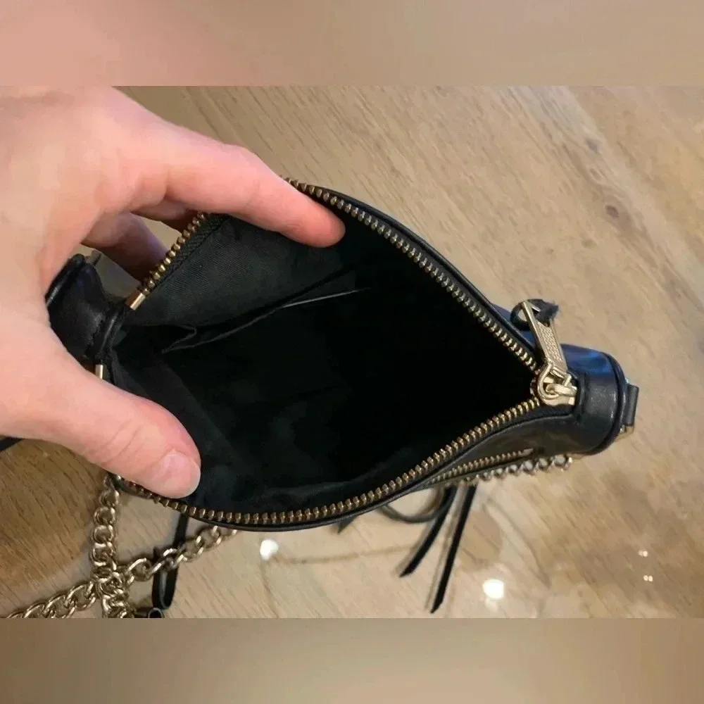 Rebecca Minkoff Black Leather Crossbody Bag with Zipper Detail - Picture 9 of 10